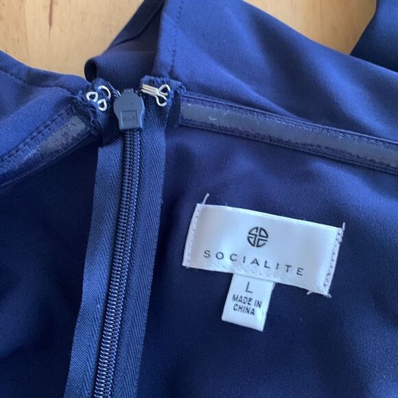 Socialite Navy Blue Popover Jumpsuit Size Lg & XL - Picture 8 of 10